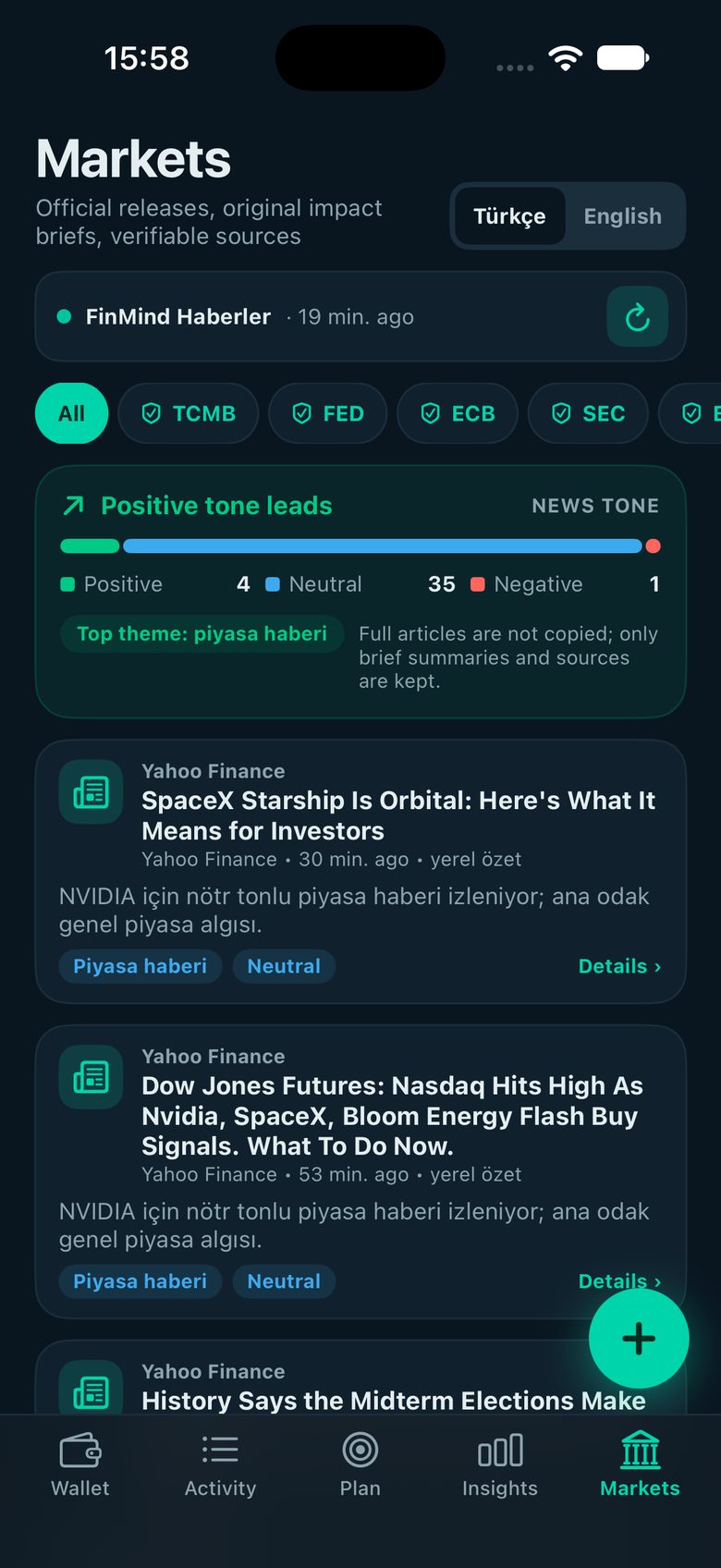 MARKETS — FinMind