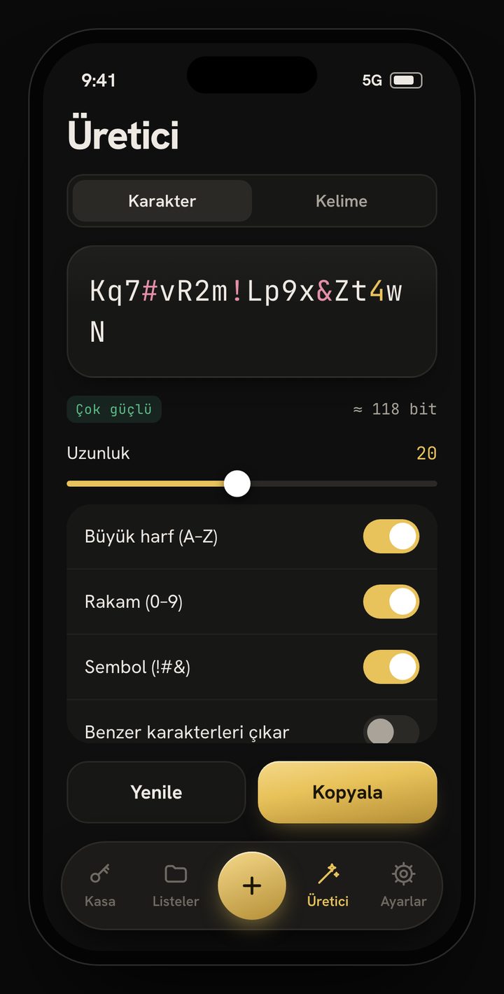 Güçlü parolalar üretin — ŠU.NIR